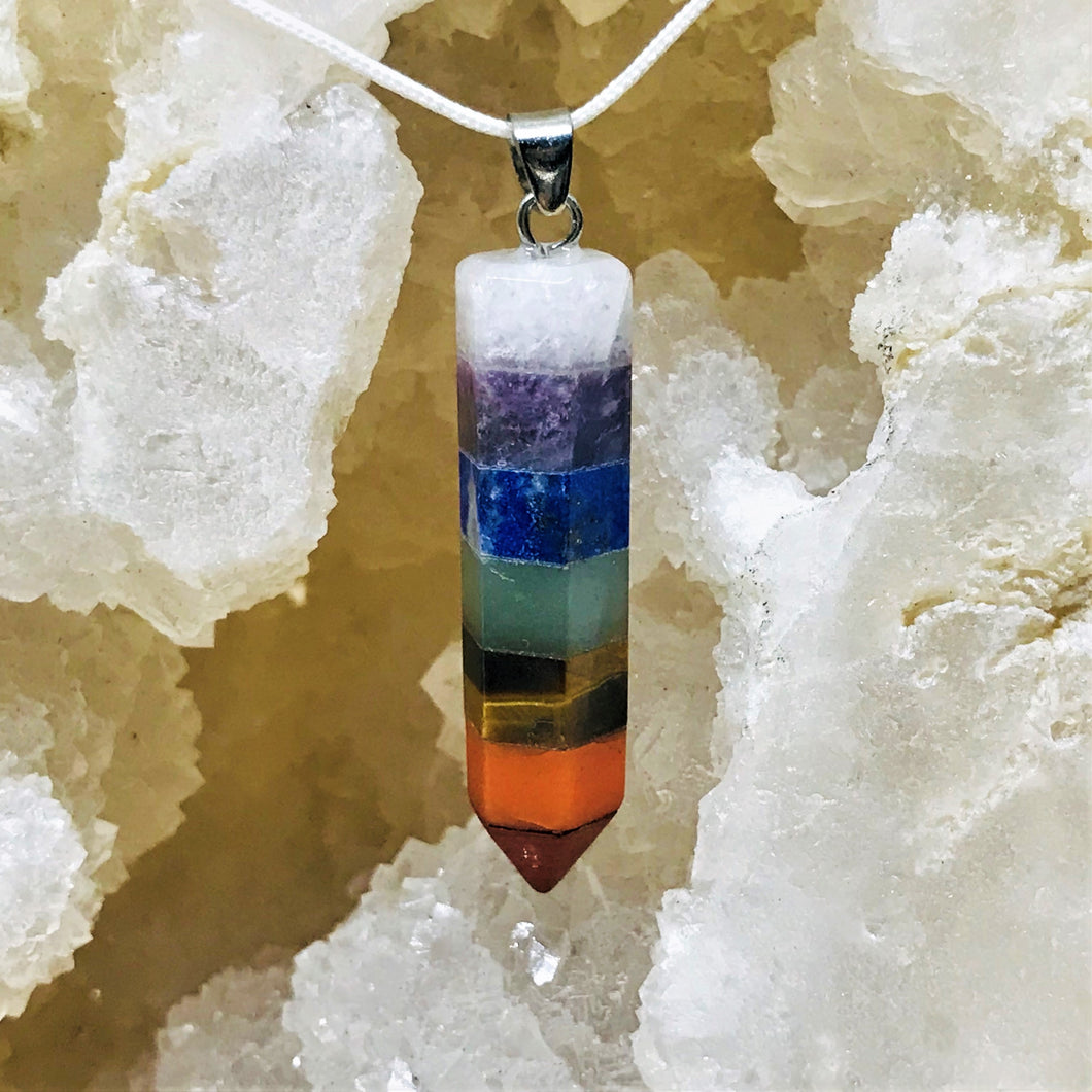 COLGANTE DE PIEDRA | PUNTA  7 CHAKRAS | 45MM