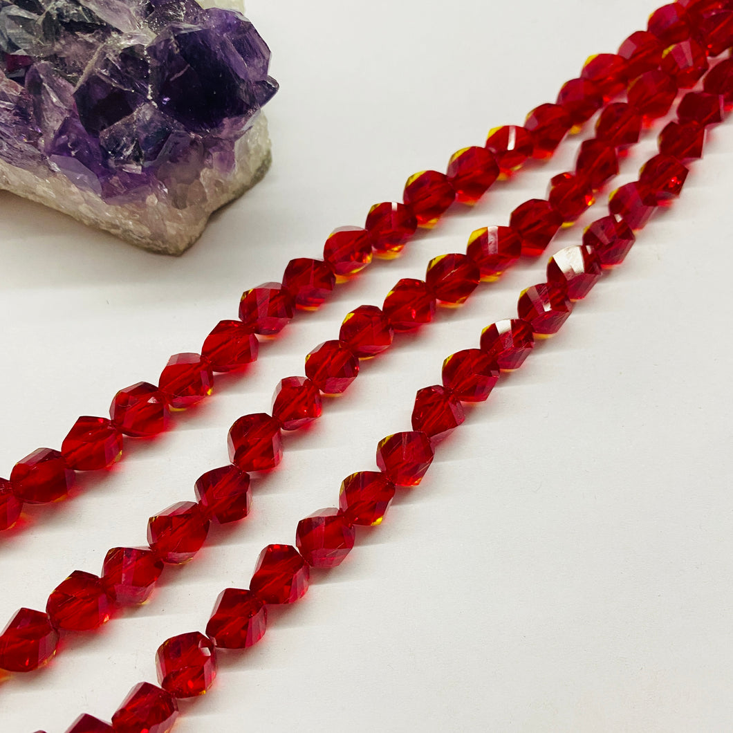 Cristal Hexagonal | 8 mm | Rojo Traslucido