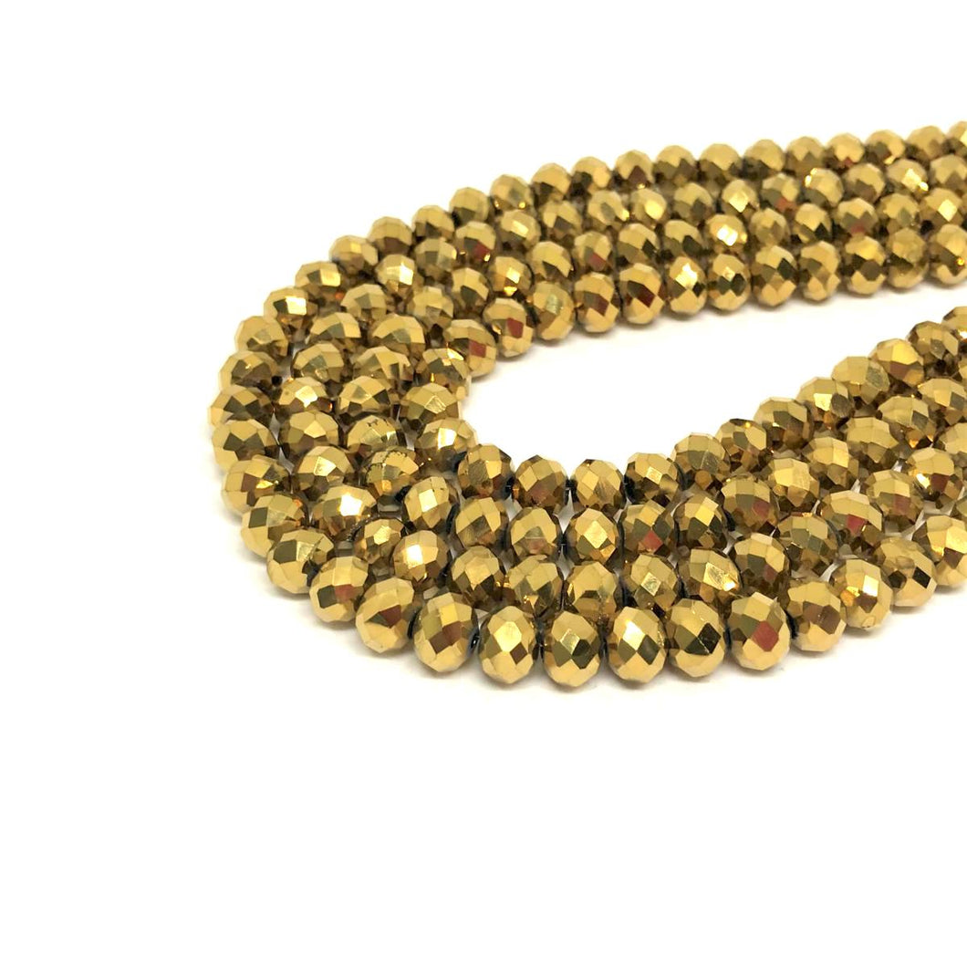 Cristal chato | 8 mm | Metal Dorado 151