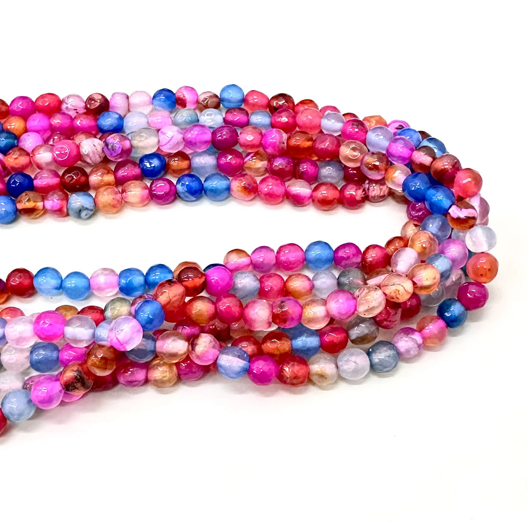 AGATA FACETADA | 6MM | MIX FUCSIA NARANJA AZUL