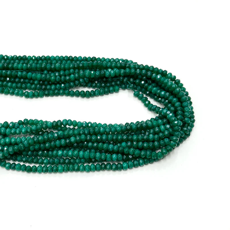 AGATA RONDELL FACETADA | 4MM | VERDE OSCURO MATIZADO