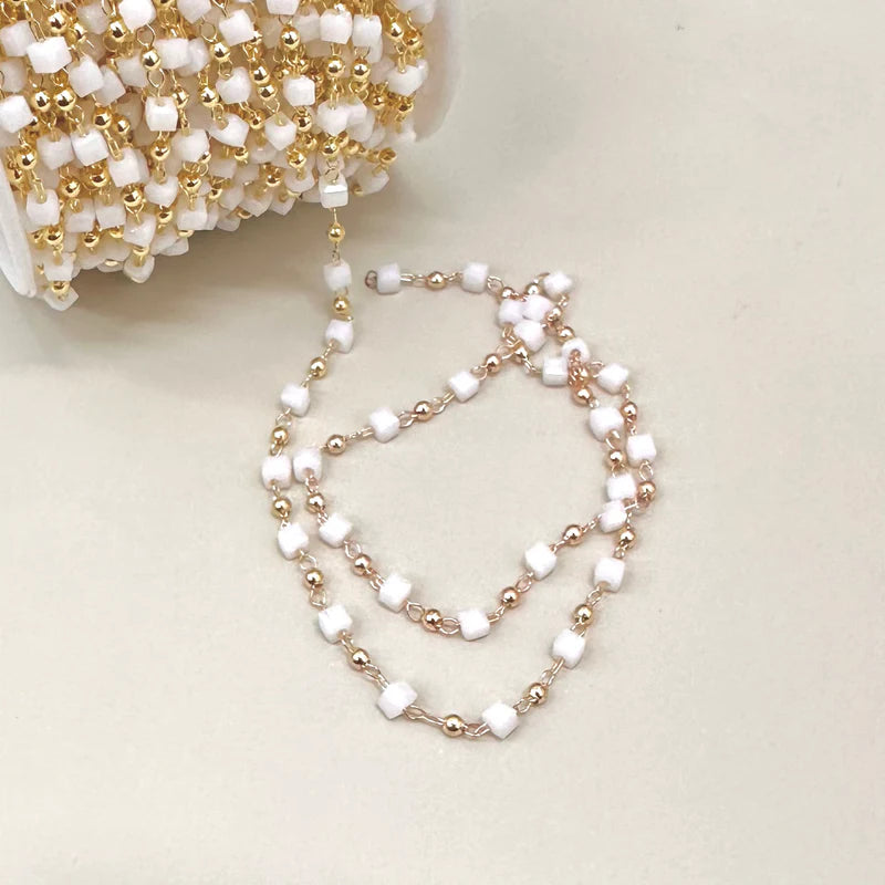 CADENA | MINI CUBOS DE CRISTAL DE 3MM | BLANCO