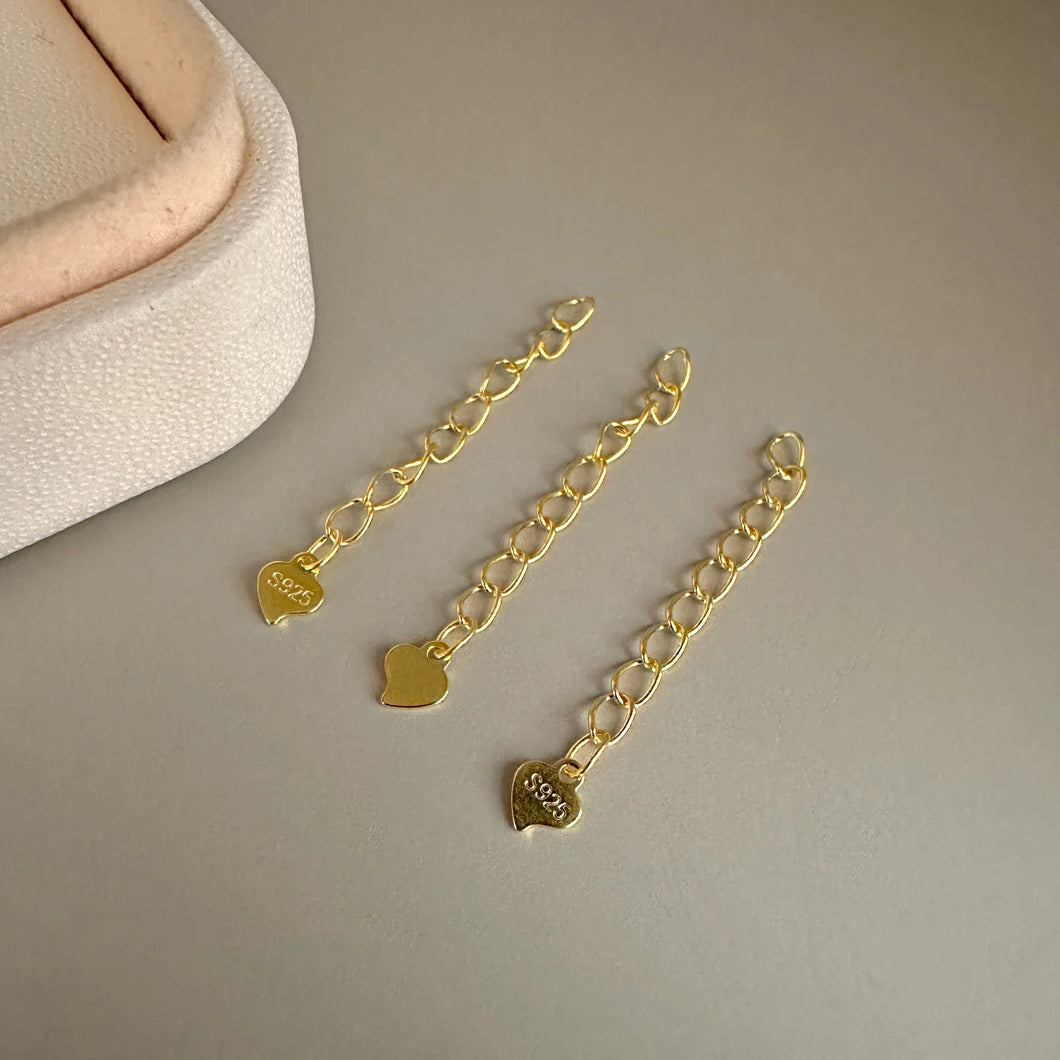 CADENA DE EXTENSION DE CORAZON | BAÑO DE ORO | 3CM | 1 UNIDAD | (C8-75)