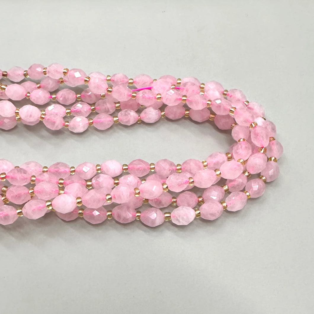 PIEDRA OVALADA FACETADA | 6MM X 8MM | CUARZO ROSADO