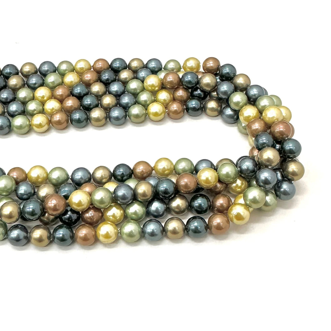 PERLA SHELL | 6MM | MIX AZUL VERDE Y CAFE