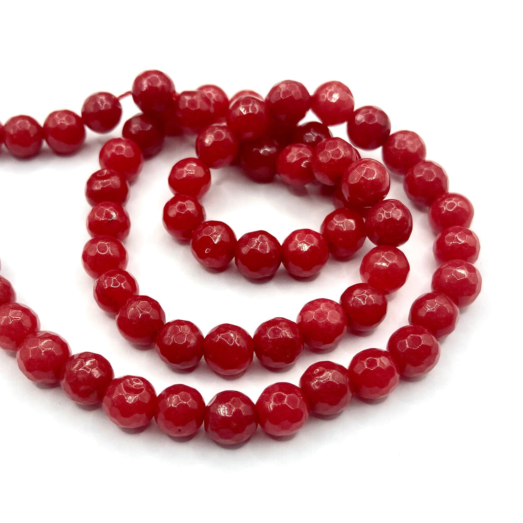 AGATA FACETADA | 6MM | ROJO FRUTILLA OSCURO