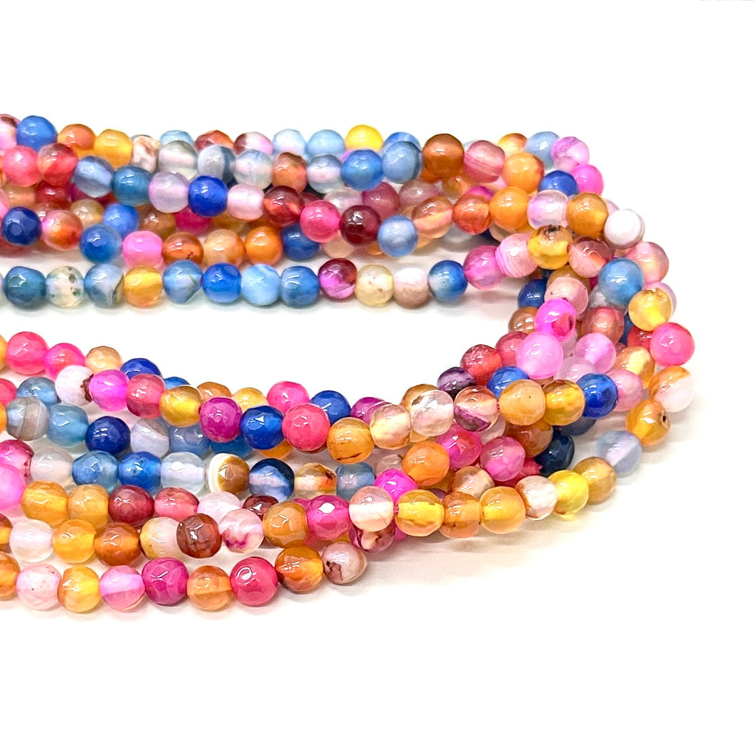 AGATA FACETADA | 6MM | MIX FUCSIA AMARILLO MARANJA AZUL