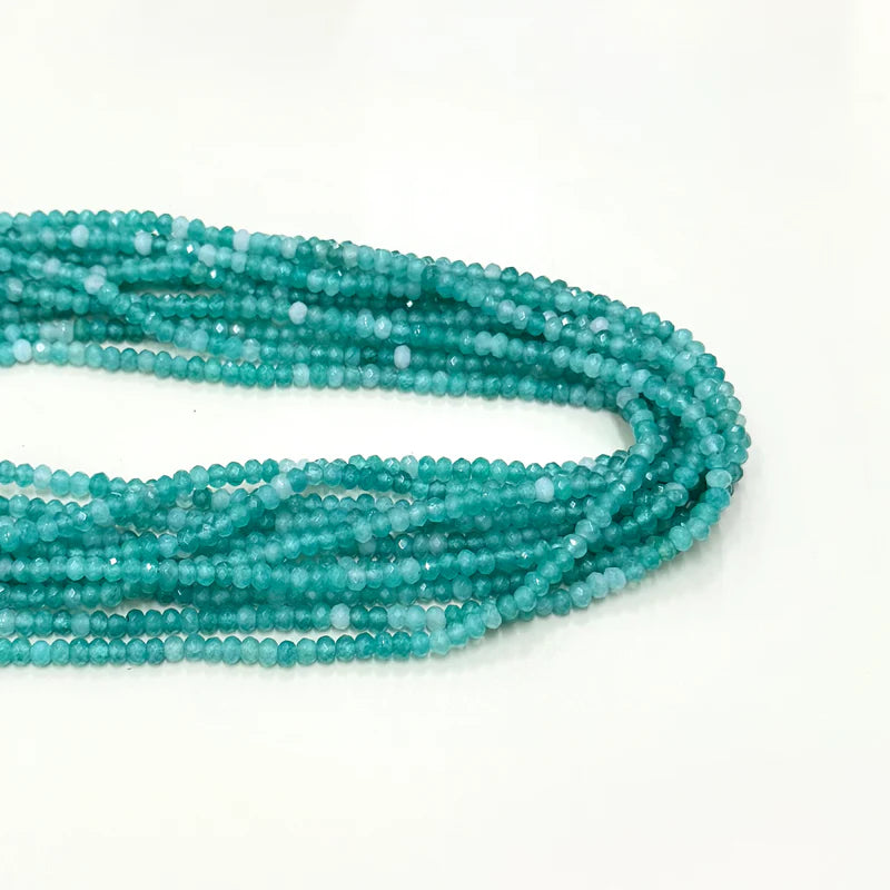 AGATA RONDELL FACETADA | 4MM | TURQUESA MATIZADO