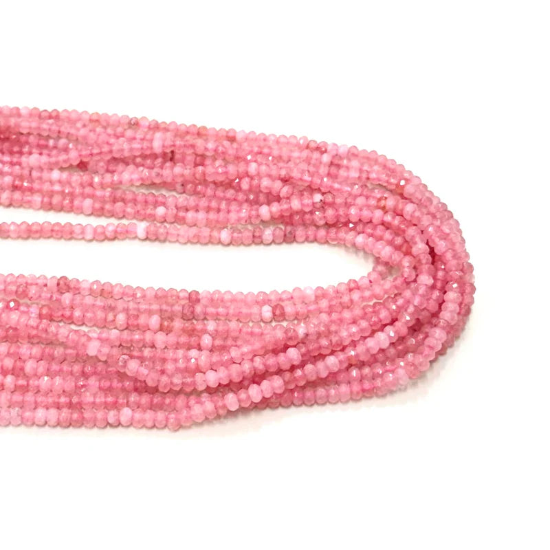 AGATA RONDELL FACETADA | 4MM | ROSADO MATIZADO