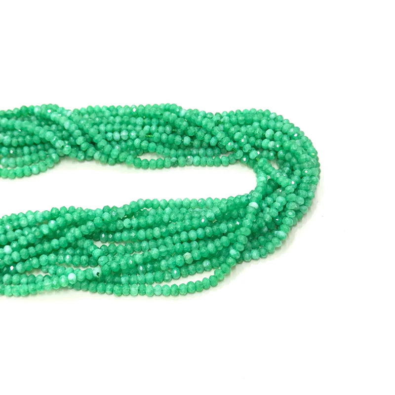 AGATA RONDELL FACETADA | 4MM | VERDE PINO MATIZADO