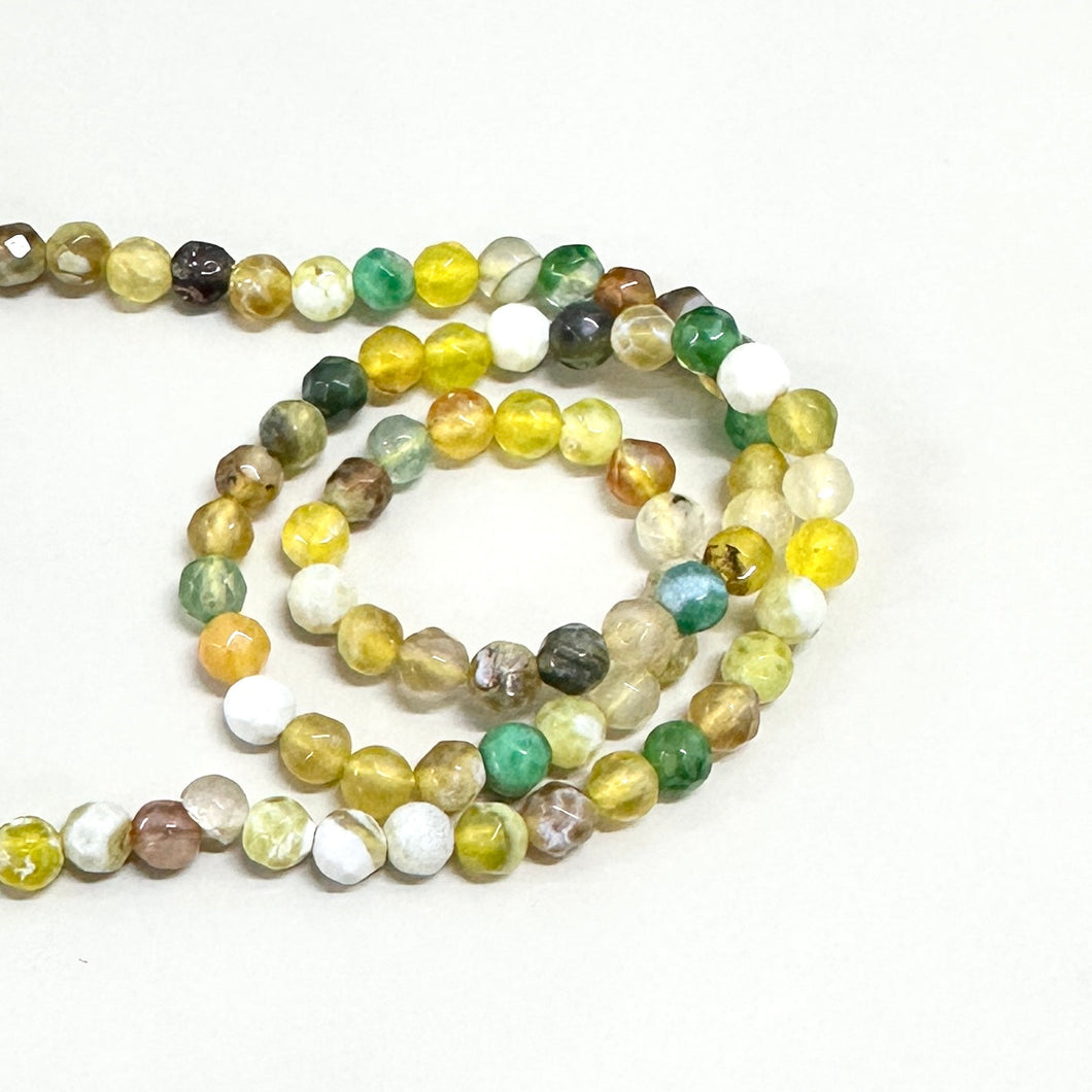AGATA FACETADA | 4MM | AMARILLO VERDE MOTEADO CON BLANCO