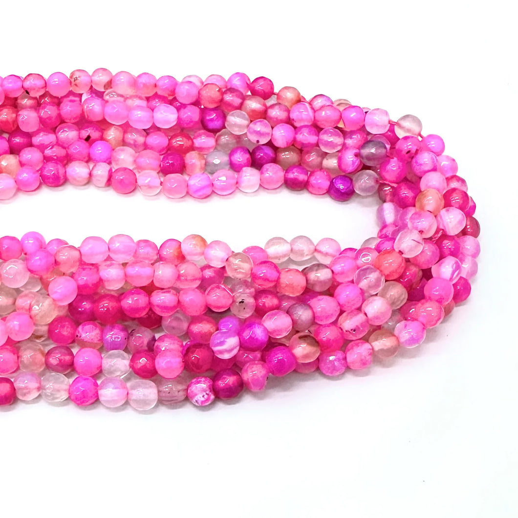 AGATA FACETADA | 6MM | FUCSIA ROSADO MATIZADO