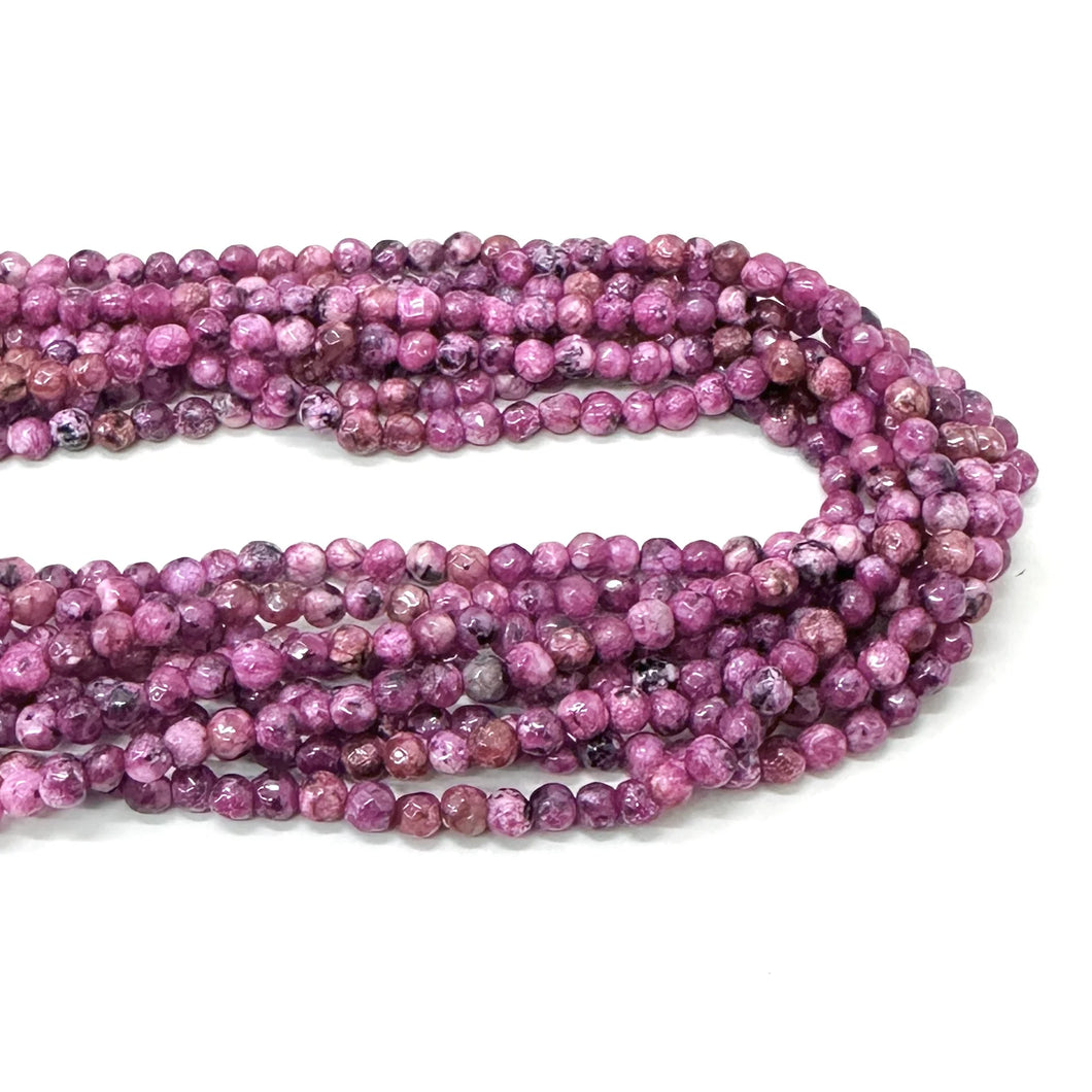 AGATA FACETADA | 4MM | FUCSIA OSCURO JASPEADO