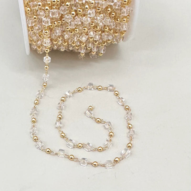 CADENA | MINI CUBOS DE CRISTAL DE 3MM | TRASLUCIDO