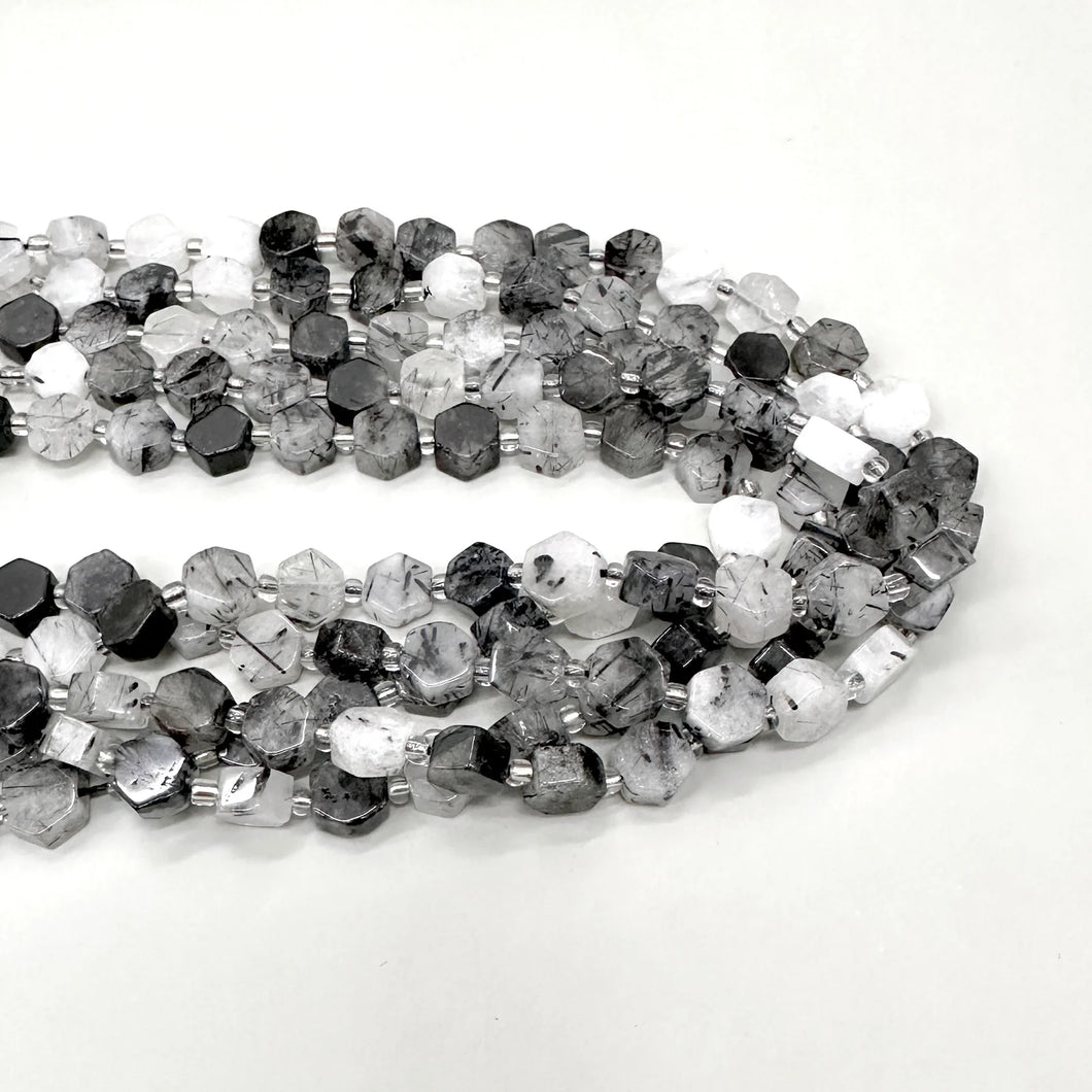 PIEDRA HEXAGONAL PLANA | 9MM X 5MM | CUARZO TURMALINADO