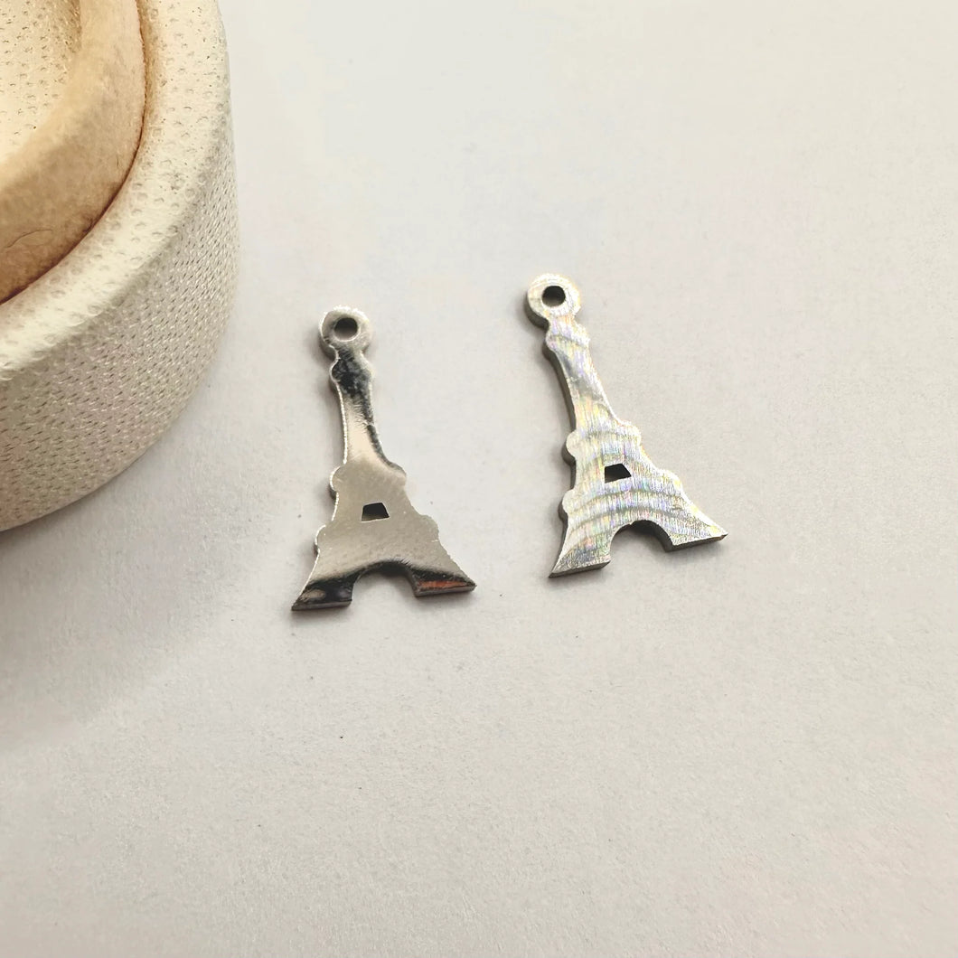 COLGANTE CHICO DE ACERO | PLATEADO | TORRE EIFFEL | 4 UNIDADES