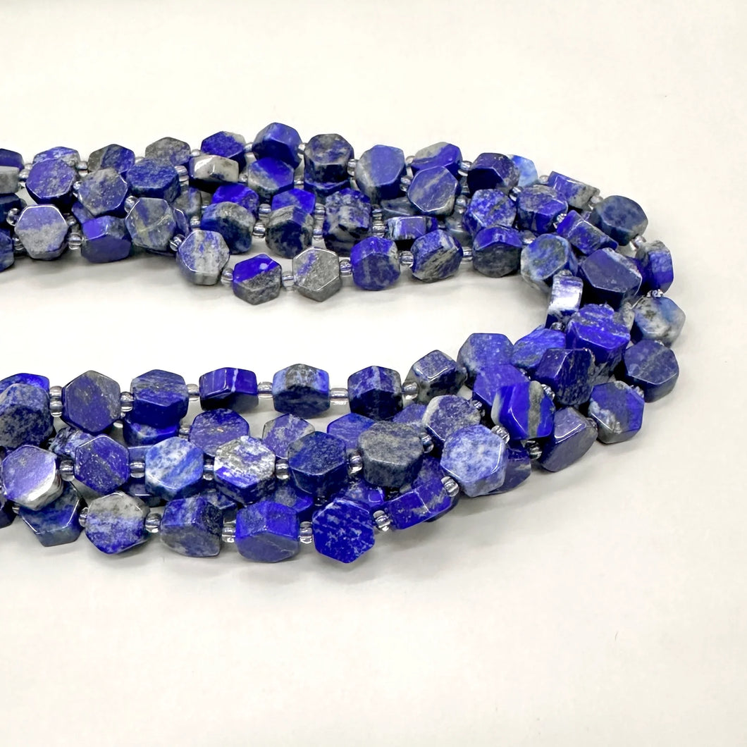PIEDRA HEXAGONAL PLANA | 9MM X 5MM | LAPISLAZULI