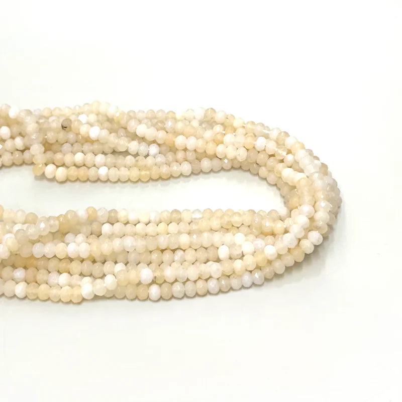 AGATA RONDELL FACETADA | 6MM | CREMA MATIZADO