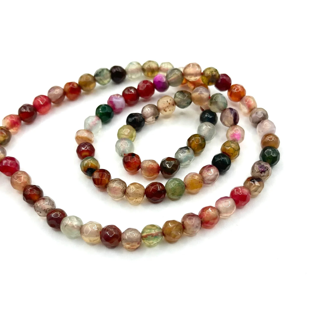 AGATA FACETADA | 4MM | MULTICOLOR TONOS ROSA CAFE