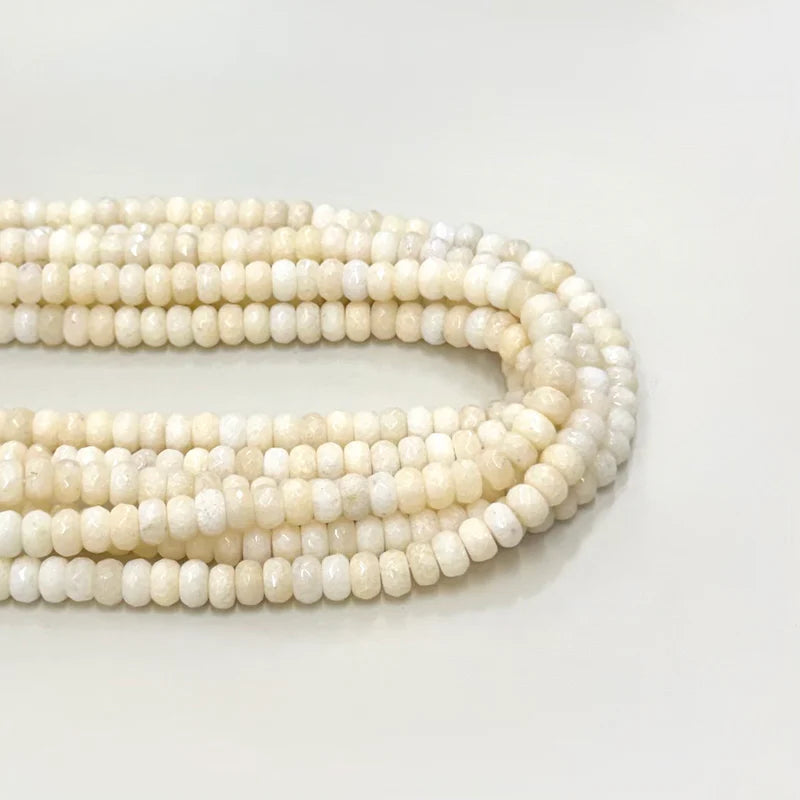 AGATA RONDELL FACETADA | 8MM | CREMA MATIZADO