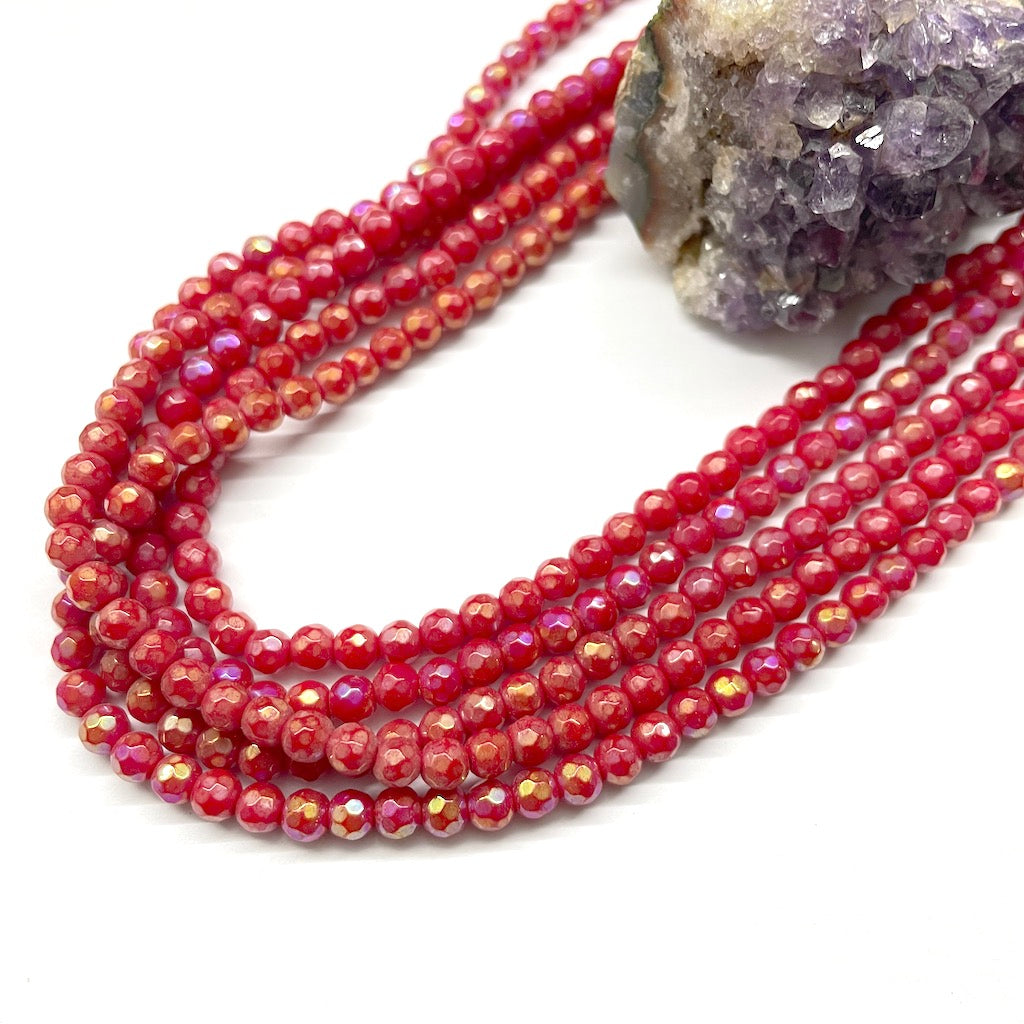 AGATA AB TORNASOL | FACETADA | 4MM | ROJO