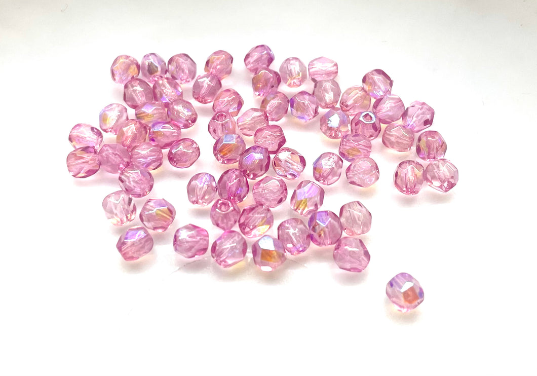 Cristal Checo | 4mm | C-02 #016 | Fucsia Claro Tornasol | 25 unidades
