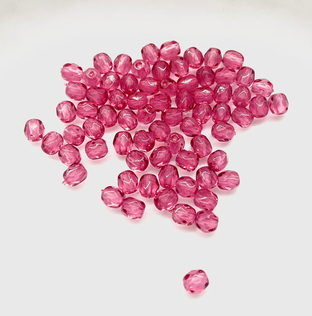 Cristal Checo | 4mm | C-04 #039 | Fucsia | 25 unidades