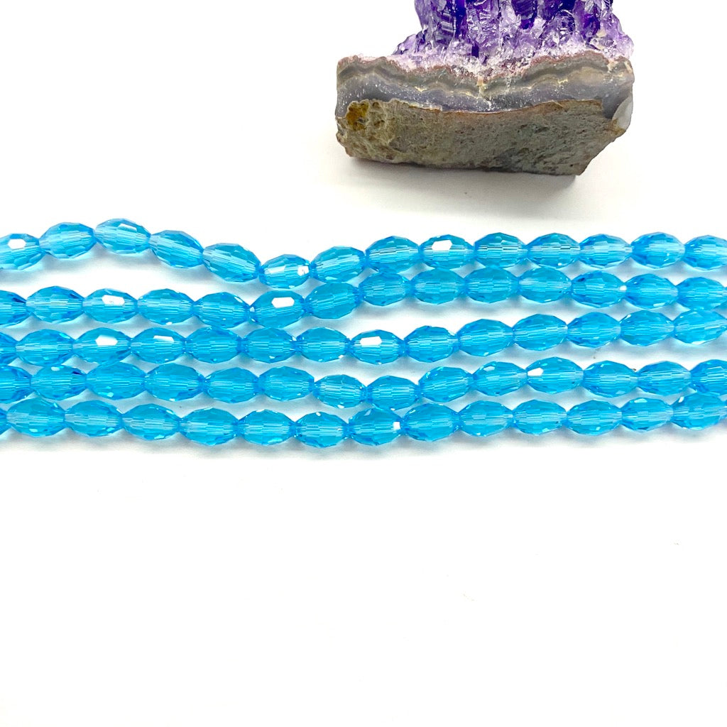 Cristal Arroz | 10x6mm | Celeste Traslucido