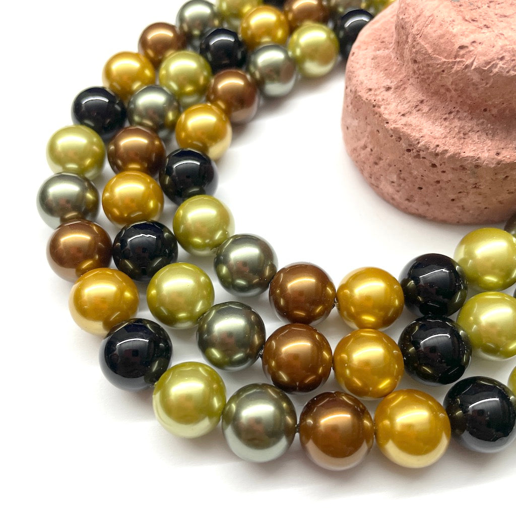 PERLA SHELL | 12MM | MIX VERDE CAFE NEGRO