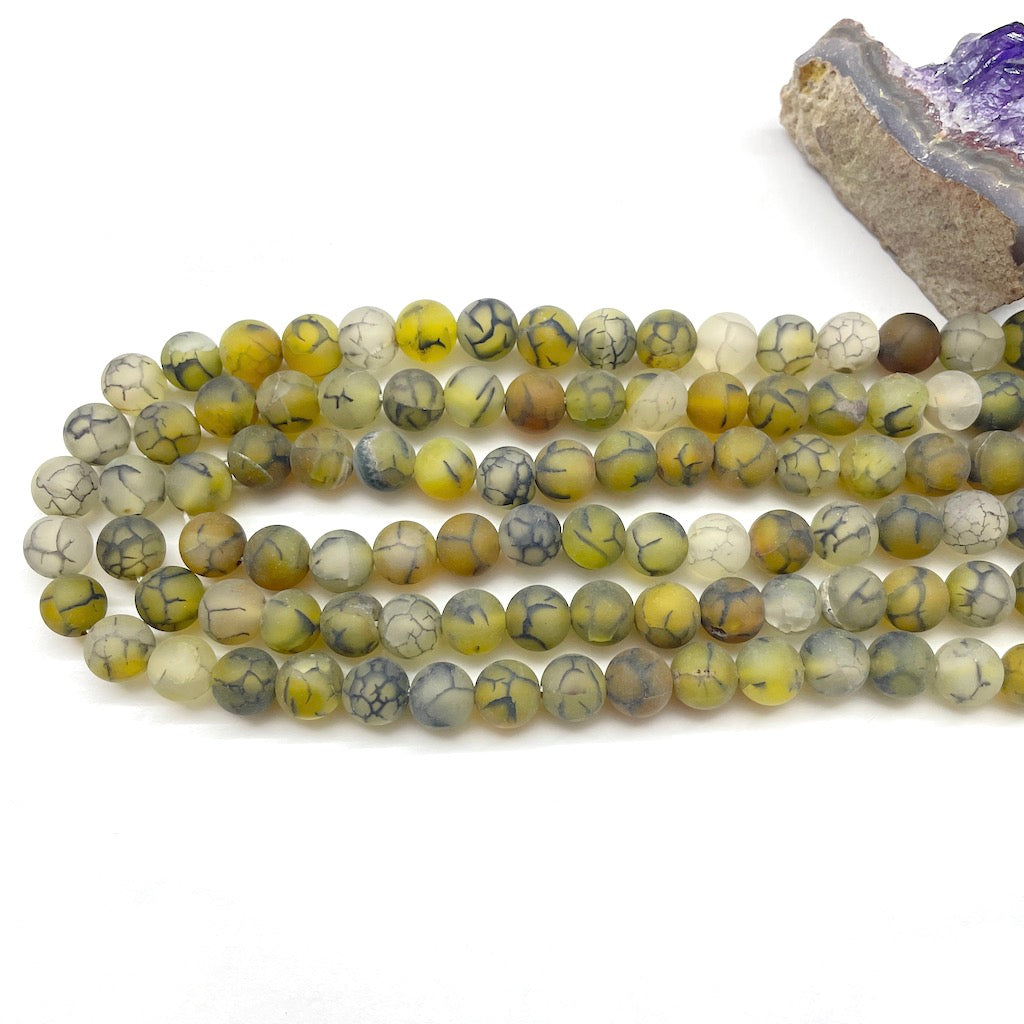 AGATA MATTE | 8MM | VENA DE DRAGON AMARILLA OPACO