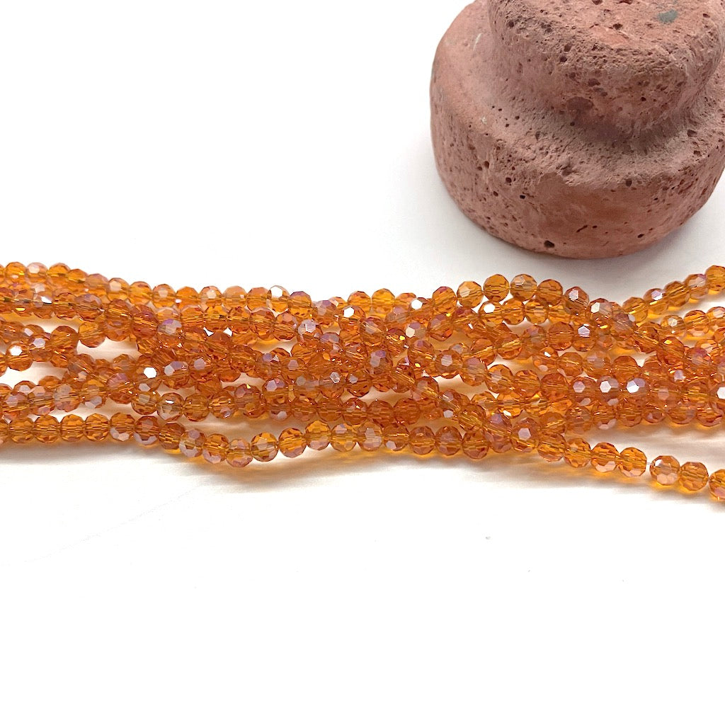 Cristal Redondo | 4mm | Naranja traslucido tornasol