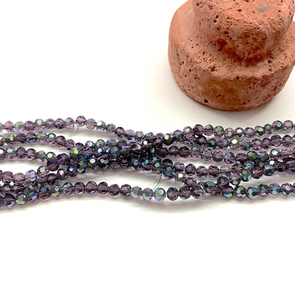 Cristal Redondo | 4mm | bicolor morado con verde traslucido