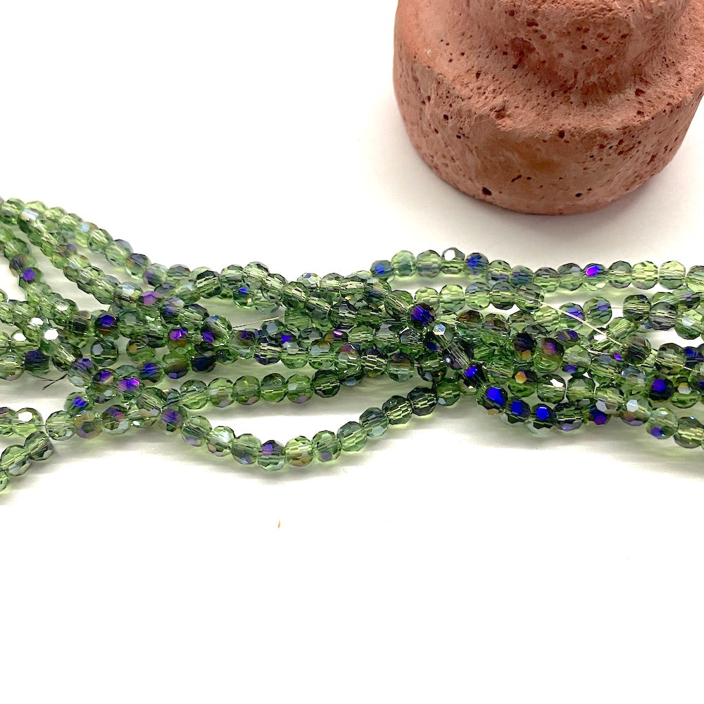 Cristal Redondo | 4mm | Bicolor verde con azul traslucido