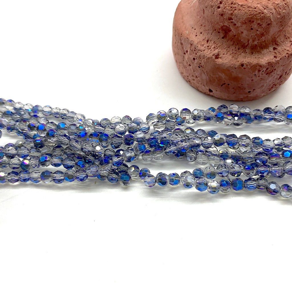Cristal Redondo | 4mm | bicolor gris con azul traslucido