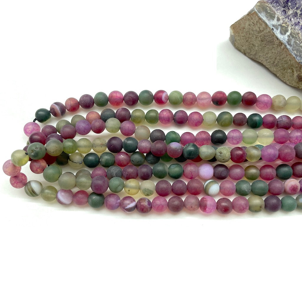 AGATA MATTE | 6MM | VERDE FUCSIA BURDEO