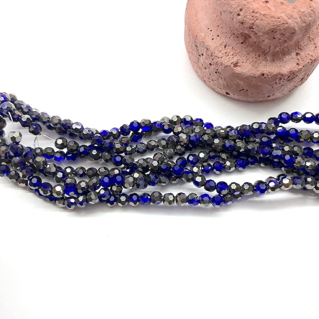 Cristal Redondo | 4mm | bicolor plomo con azul