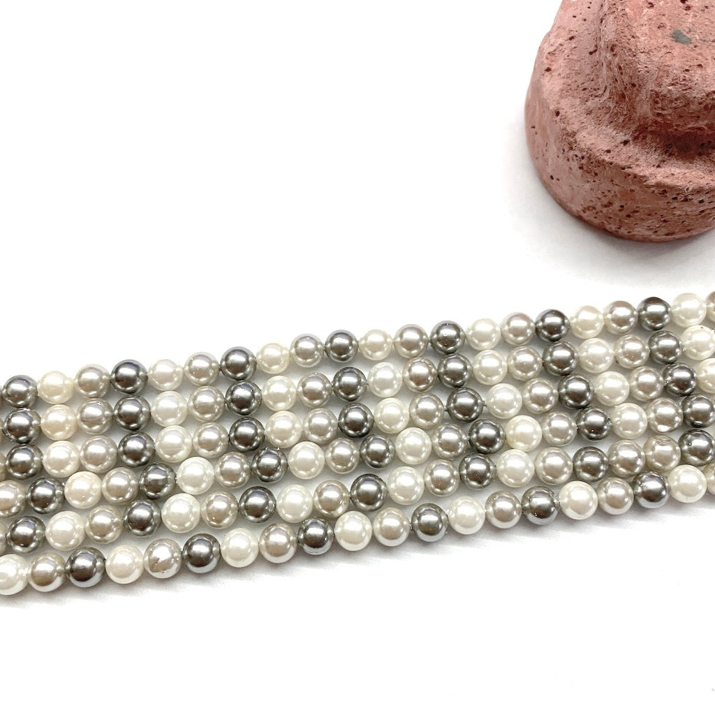 PERLA SHELL | 6MM | MIX DEGRADE DE GRIS BLANCO