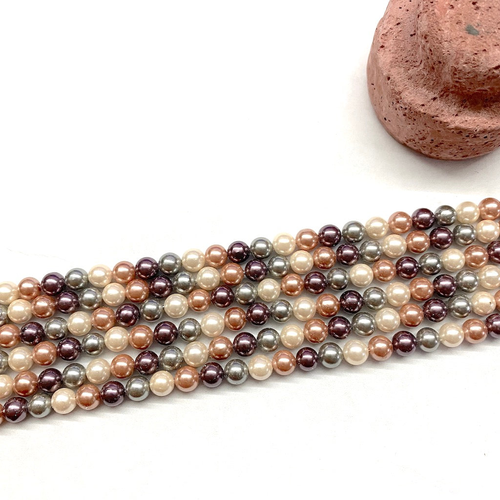 Magenta Shell PERLA SHELL | 6MM | MIX MAGENTA GRIS CAFE BEIGE – CrystalStone