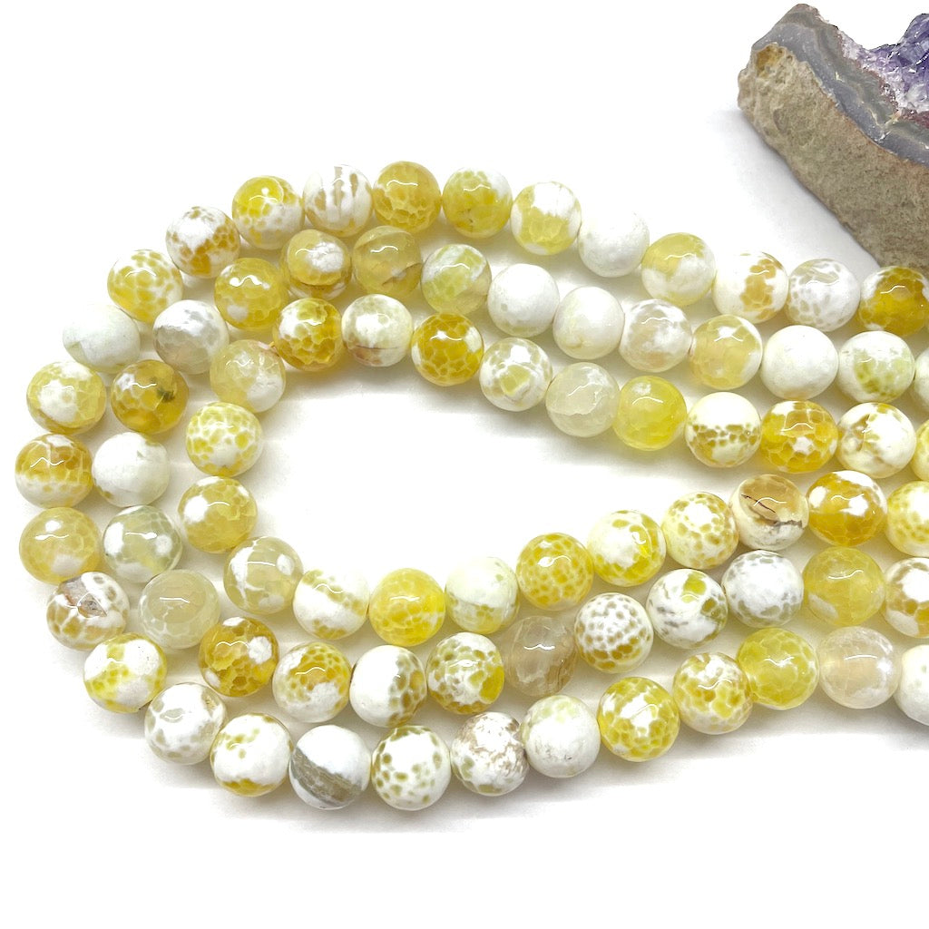 AGATA FACETADA | 10MM | AMARILLO CON BLANCO