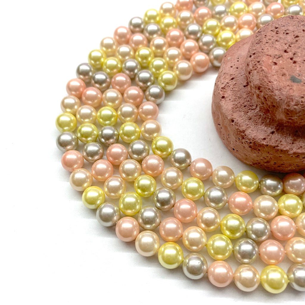 PERLA SHELL | 10MM | MIX ROSADO AMARILLO GRIS