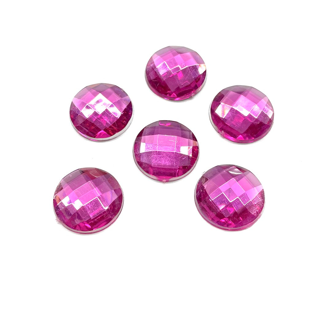 GEMAS DE PLASTICO | REDONDO CHICO | 14MM | 10 UNIDADES | FUCSIA
