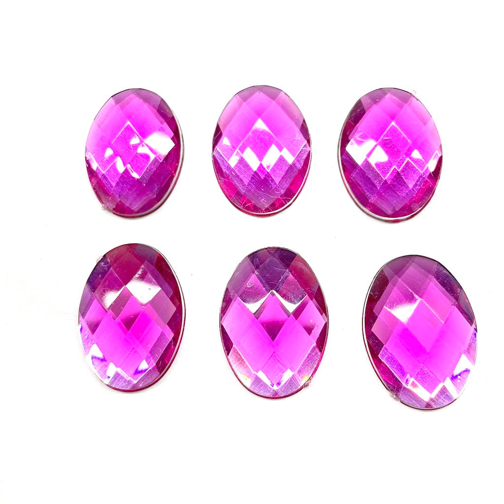 GEMAS DE PLASTICO | OVALADO GRANDE | 25MM | 7 UNIDADES | FUCSIA