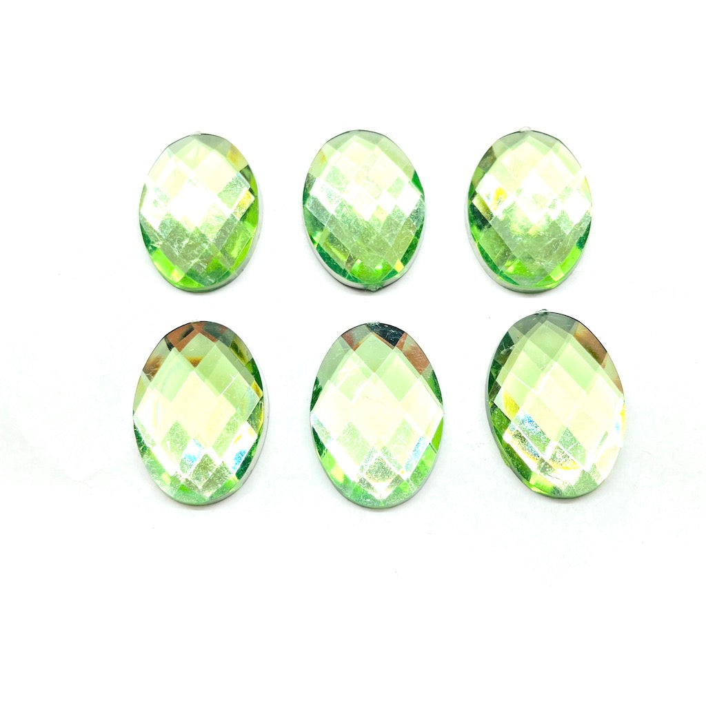 GEMAS DE PLASTICO | OVALADO GRANDE | 25MM | 7 UNIDADES | VERDE CLARO