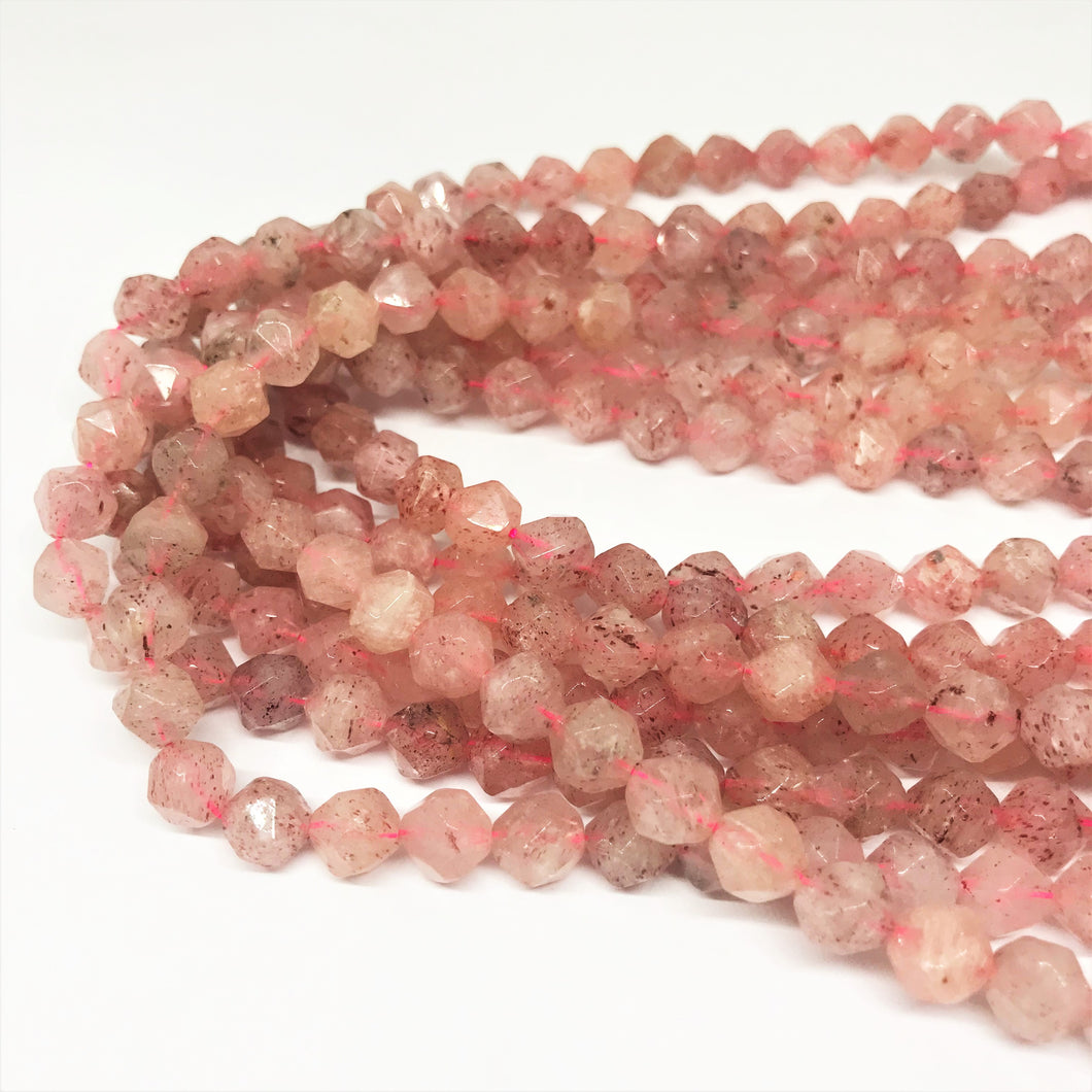 PIEDRA HEXAGONAL | 8MM | CUARZO FRUTILLA MATIZADO