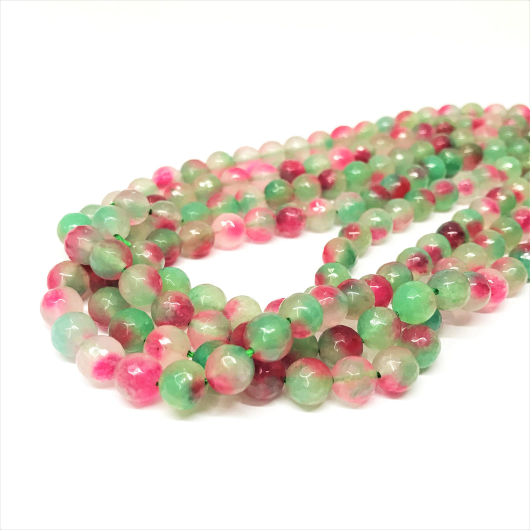 AGATA FACETADA | 8MM | BICOLOR FUCSIA VERDE PASTEL