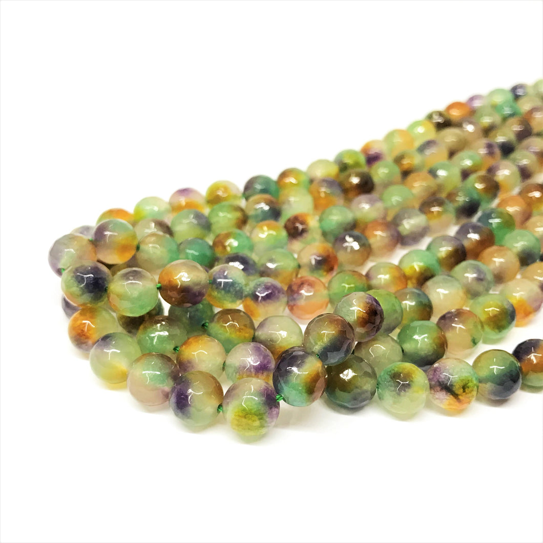 AGATA FACETADA | 8MM | VERDE AMARILLO Y MORADO