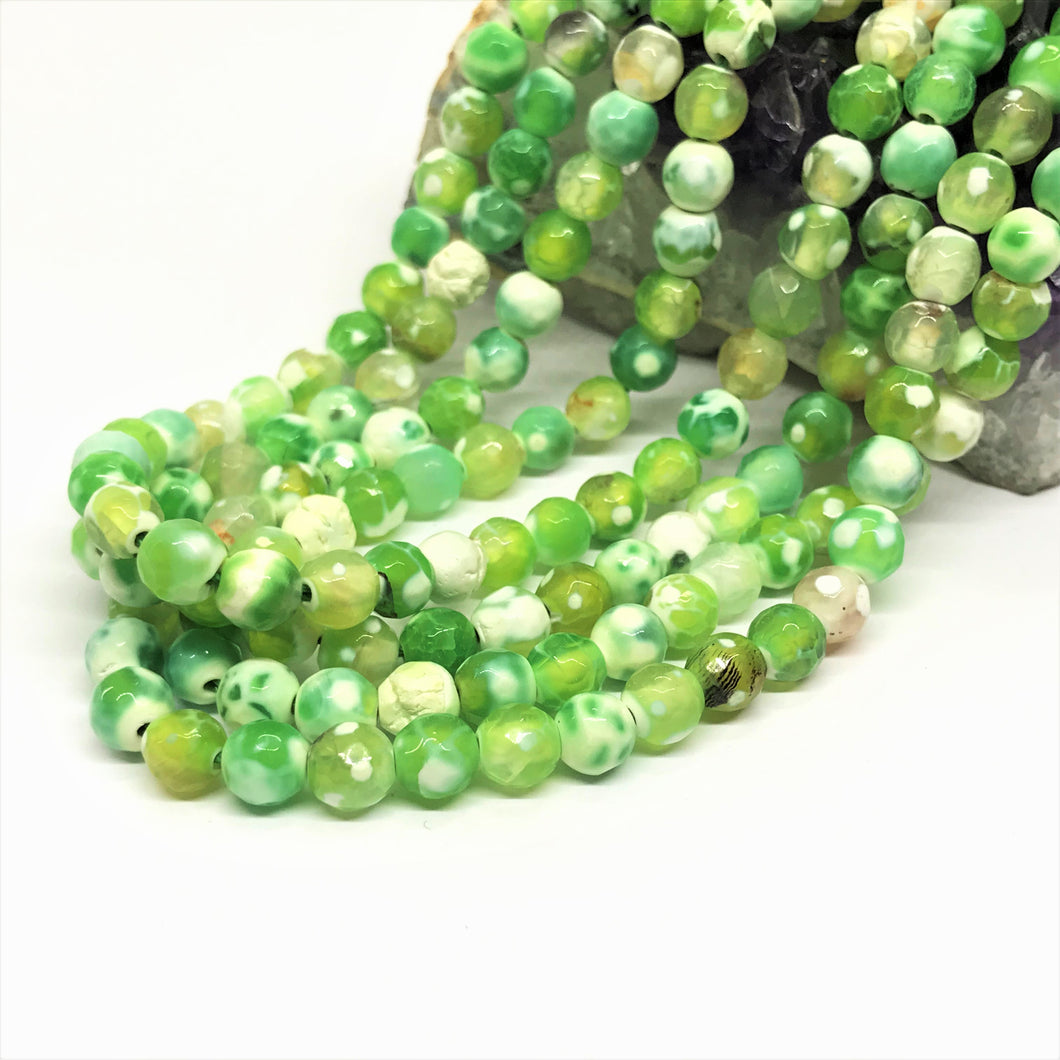 AGATA FACETADA | 8MM | VERDE BLANCO MOTEADO
