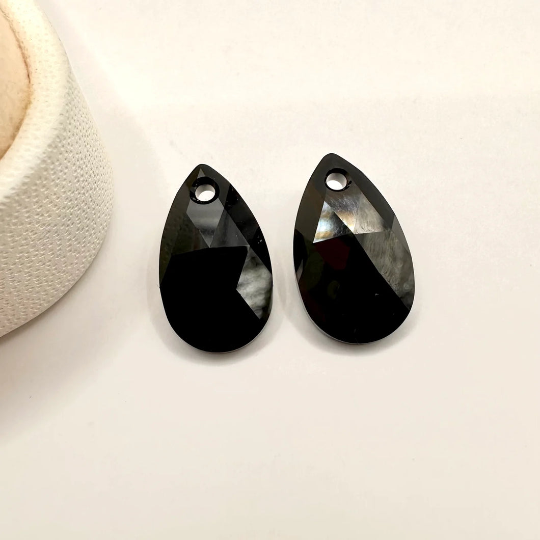 Swarovski Elements Teardrop | Gota Plana | 16x9mm | Negro