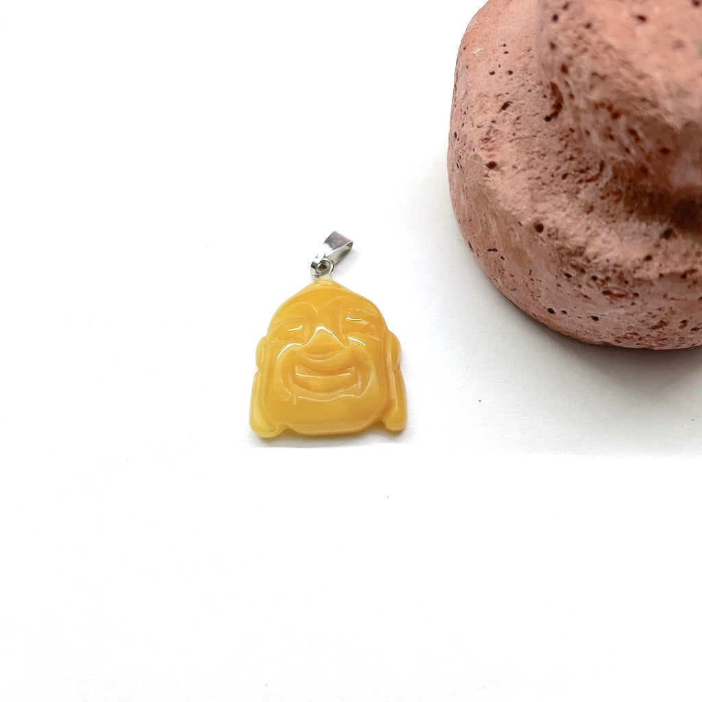 COLGANTE DE PIEDRA | CABEZA DE BUDA | C/VALIER | 20MM | JADE AMARILLO