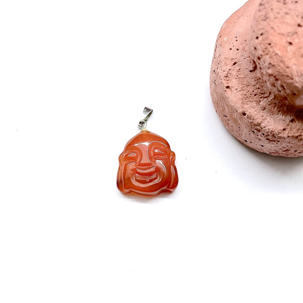 COLGANTE DE PIEDRA | CABEZA DE BUDA | C/VALIER | 20MM | CORNALINA
